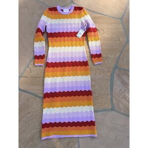 Hyacinth House Montego Knit Midi Dress - Sunset Stripe Nwt $178 Size Small ES